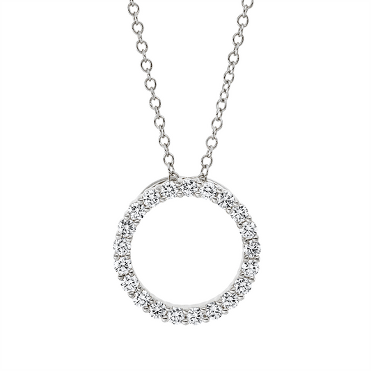 Collier 18 kt WG, mit ZÖ 40 cm, 21 Brill. 0,58 ct, TW-vsi