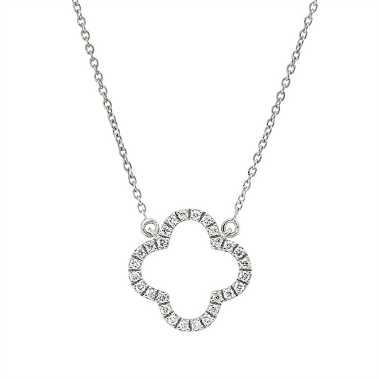 Collier 18 kt WG, mit ZÖ 40 cm + 43 cm, 28 Brill. 0,08 ct, TW-si