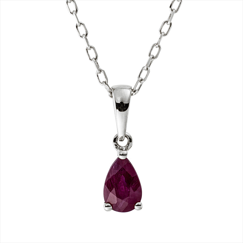Collier 18 kt WG, 1 Rubin 0,51 ct rot