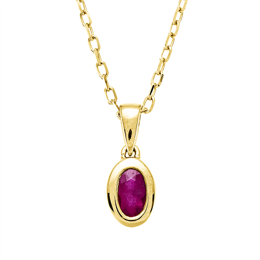 Collier 18 kt GG, mit ZÖ 42 cm, 1 Rubin 0,25 ct rot