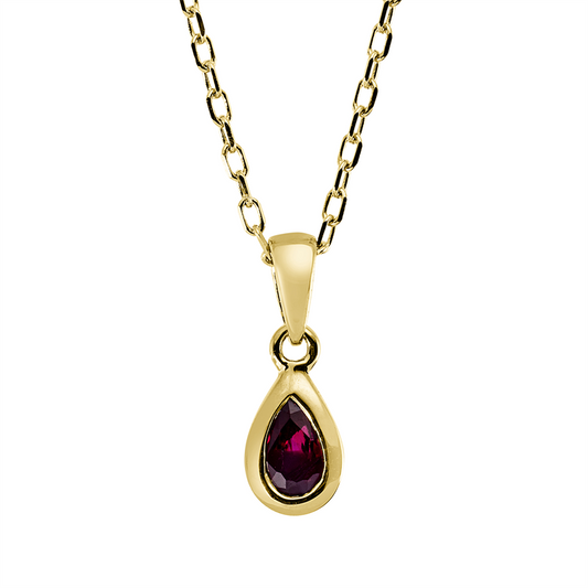 Collier 18 kt GG, mit ZÖ 42 cm, 1 Rubin 0,31 ct rot