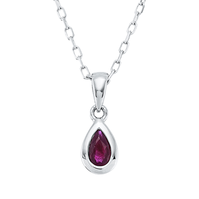 Collier 18 kt WG, mit ZÖ 42 cm, 1 Rubin 0,22 ct rot