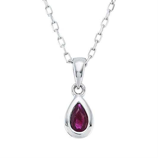 Collier 18 kt WG, mit ZÖ 42 cm, 1 Rubin 0,22 ct rot