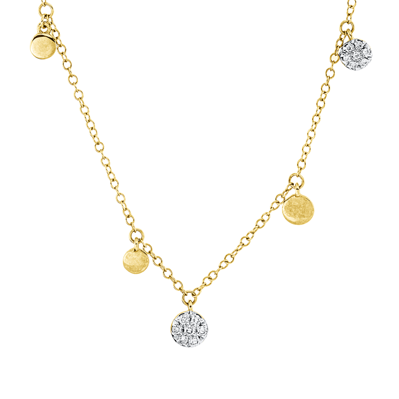 Collier 18 kt GG, Fassung rhodiniert,ZÖ 40+43 cm, 28 Brill. 0,10 ct, I-si