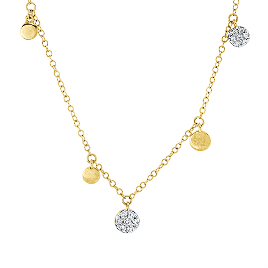 Collier 18 kt GG, Fassung rhodiniert,ZÖ 40+43 cm, 28 Brill. 0,10 ct, I-si
