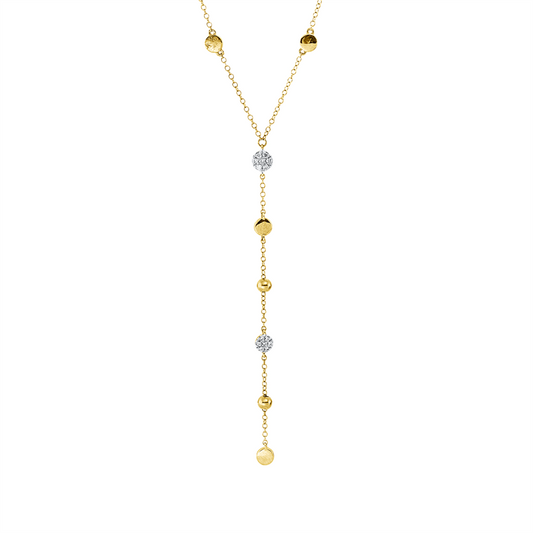 Collier 18 kt GG, Fassung rhodiniert,ZÖ 40+43 cm, 14 Brill. 0,06 ct, I-si