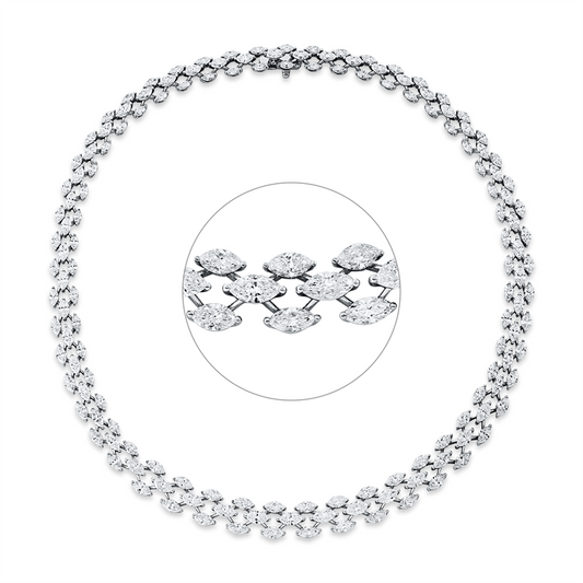 Collier 18 kt WG, 38 Nav.5,61ct, 51 Nav.10,15ct,27 Nav.6,73ct, 13 Nav.4,21ct, 24 Nav.2,22ct, F-vsi