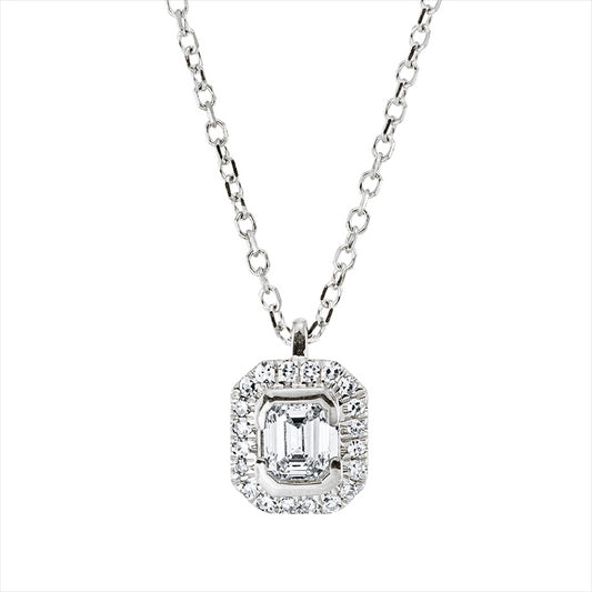 Collier 18 kt WG, mit ZÖ 40 cm, 42cm, 1 Sm.schliff 0,20 ct, TW-si, 20 Dia. 0,06 ct, TW-si