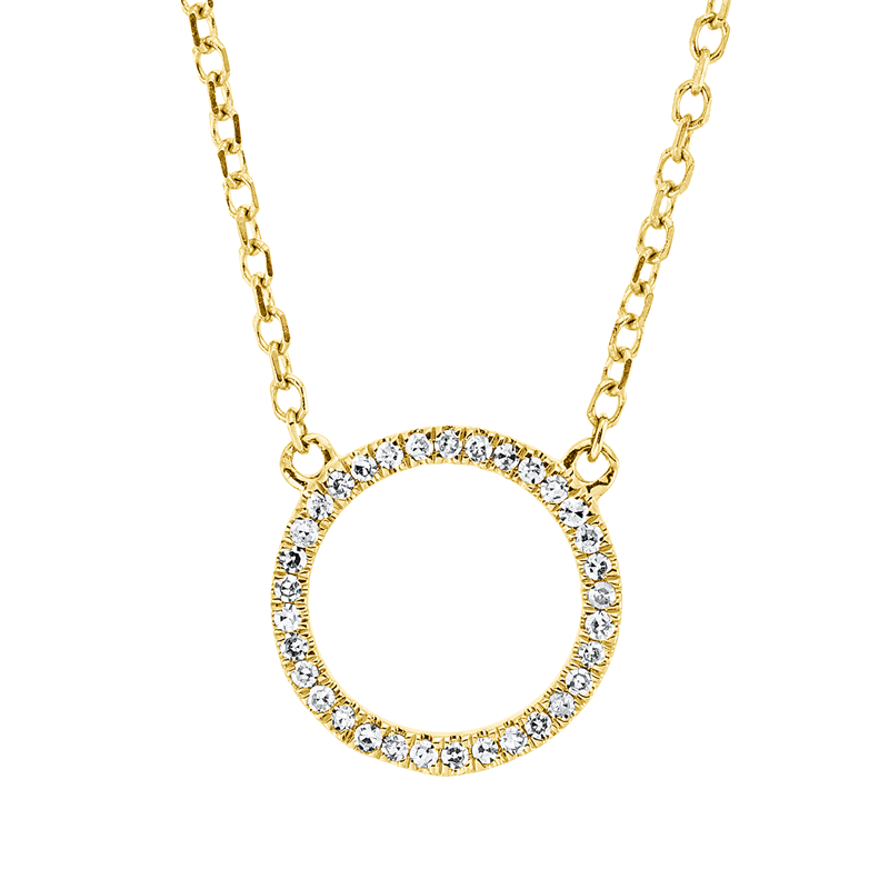 Collier 18 kt GG, mit ZÖ 40 cm, 42cm, 33 Dia. 0,05 ct, TW-si
