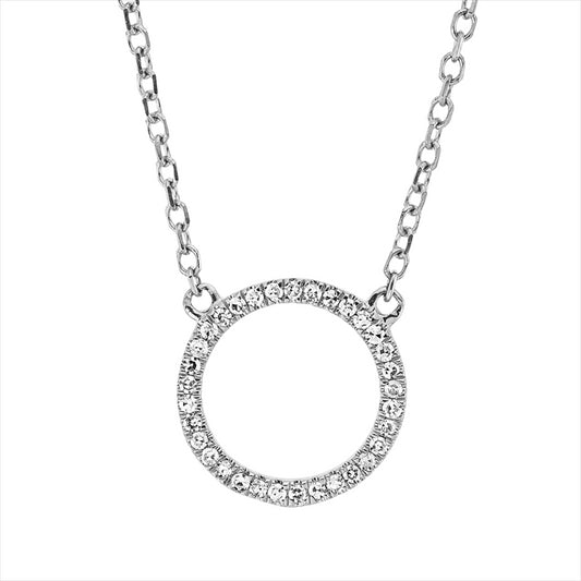 Collier 18 kt WG, mit ZÖ 40 cm, 42cm, 33 Dia. 0,05 ct, TW-si