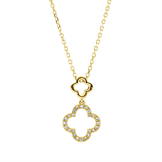 Collier 18 kt GG, mit ZÖ 40 cm, 42cm, 24 Dia. 0,07 ct, TW-si