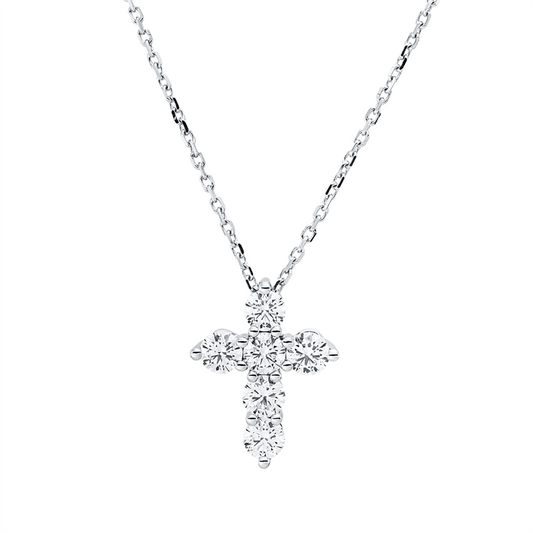 Collier 18 kt WG, mit ZÖ 42 cm, 6 Brill. 1,04 ct, TW-vsi