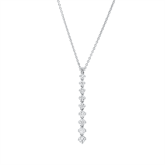 Collier 18 kt WG, mit ZÖ 42 cm, 10 Brill. 0,46 ct, TW-vsi