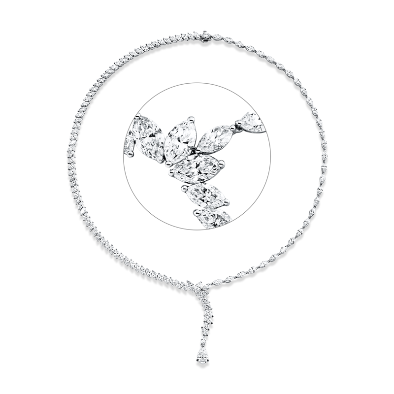 Collier 18 kt WG, GIA3505767509, 1 Tropfen 1,02 ct, F-vsi, 107  Nav. 16,86 ct, F-vsi/si