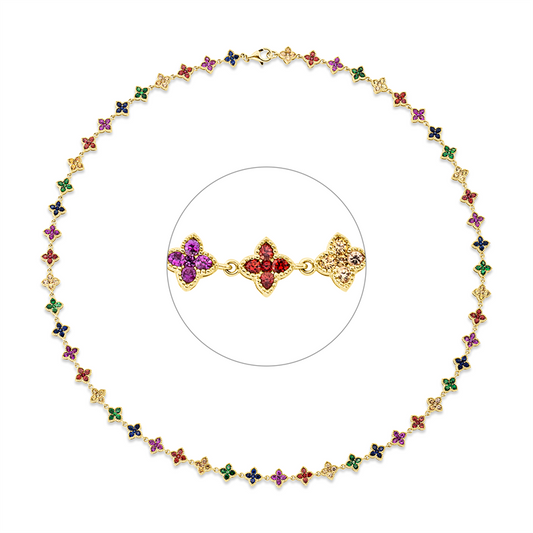 Collier 18 kt GG, 265 Saphire 7,76 ct multicolor