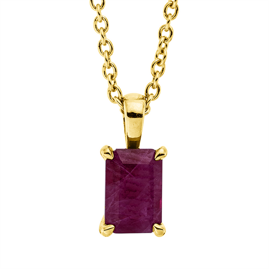 Collier 18 kt GG, mit ZÖ 42 cm, 1 Rubin 0,69 ct rot