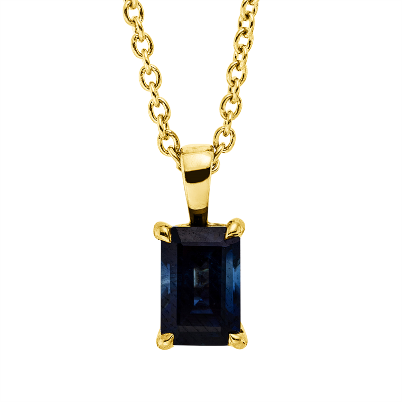 Collier 18 kt GG, mit ZÖ 42 cm, 1 Saphir 0,78 ct blau