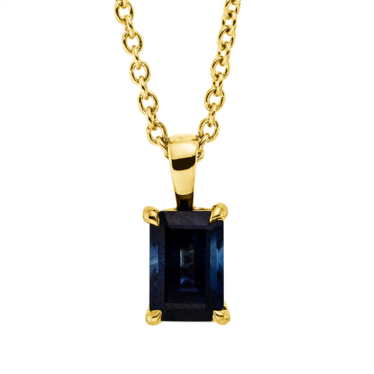 Collier 18 kt GG, mit ZÖ 42 cm, 1 Saphir 0,78 ct blau