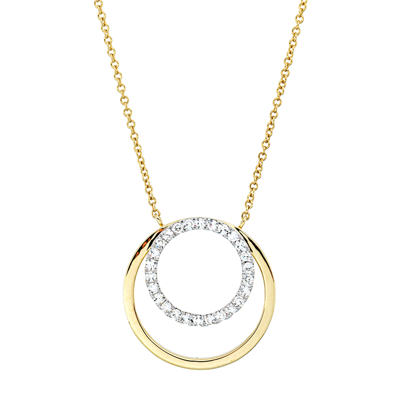 Collier 18 kt GG, Fassung rhodiniert, 26 Brill. 0,20 ct, TW-si