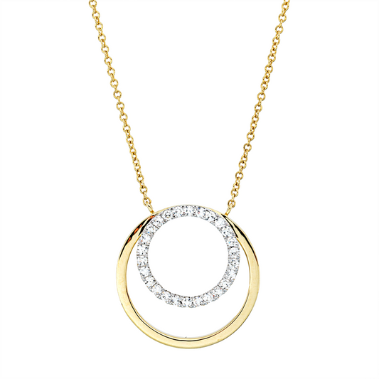 Collier 18 kt GG, Fassung rhodiniert, 26 Brill. 0,20 ct, TW-si