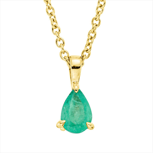 Collier 18 kt GG, mit ZÖ 42 cm, 1 Smaragd 0,36 ct grün