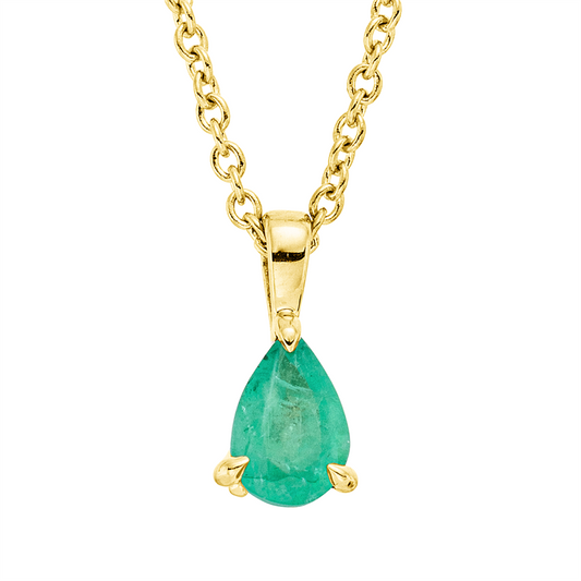 Collier 18 kt GG, mit ZÖ 42 cm, 1 Smaragd 0,36 ct grün