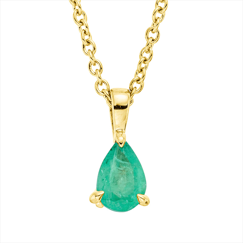 Collier 18 kt GG, mit ZÖ 42 cm, 1 Smaragd 0,43 ct grün