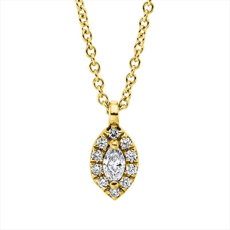 Collier 18 kt GG, mit ZÖ 42 cm, 1 Nav. 0,08 ct, TW-si, 10 Brill. 0,07 ct, TW-si