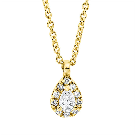 Collier 18 kt GG, mit ZÖ 42 cm, 1 Tropfen 0,12 ct, TW-si, 10 Brill. 0,06 ct, TW-si