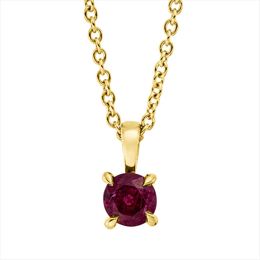 Collier 18 kt GG, mit ZÖ 42 cm, 1 Rubin 0,33 ct rot