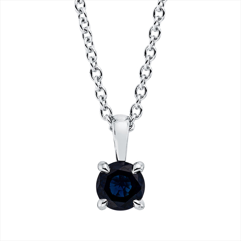 Collier 18 kt WG, mit ZÖ 42 cm, 1 Saphir 0,38 ct blau