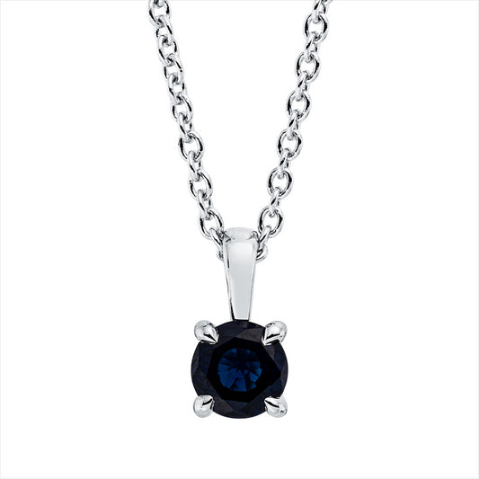 Collier 18 kt WG, mit ZÖ 42 cm, 1 Saphir 0,38 ct blau
