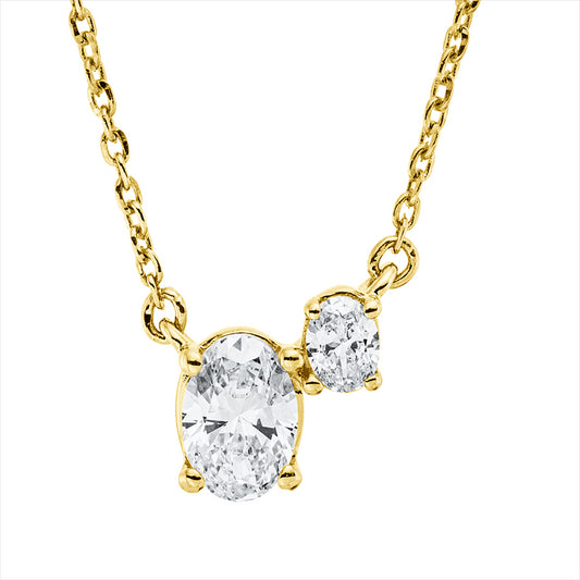 Collier 18 kt GG, mit ZÖ 40 cm + 43 cm, 2 Oval 0,37 ct, TW-si