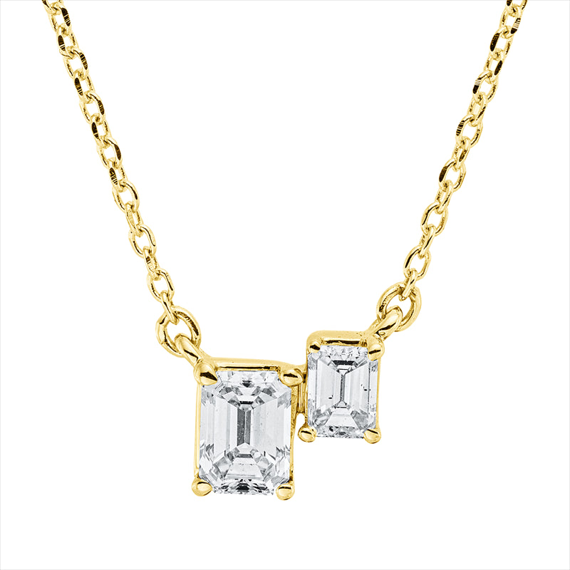 Collier 18 kt GG, mit ZÖ 40 cm + 43 cm, 2 Sm.schliff 0,43 ct, TW-si