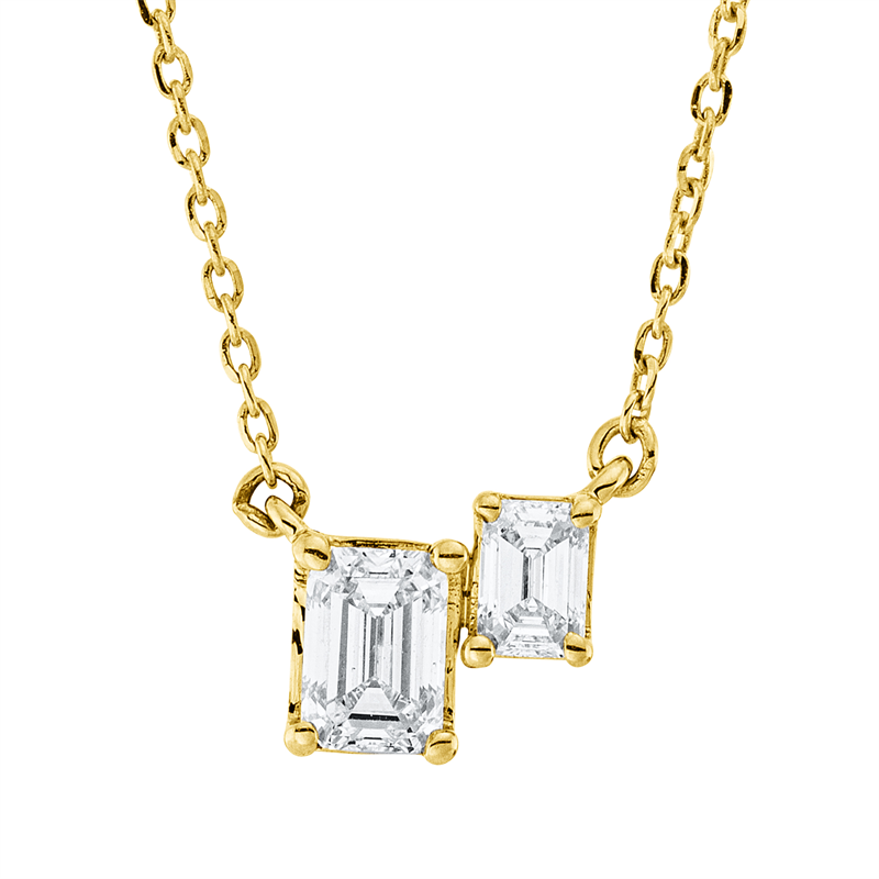 Collier 18 kt GG, mit ZÖ 40 cm + 43 cm, 1 Sm.schliff 0,31 ct, TW-si, 1 Sm.schliff 0,12 ct, TW-si