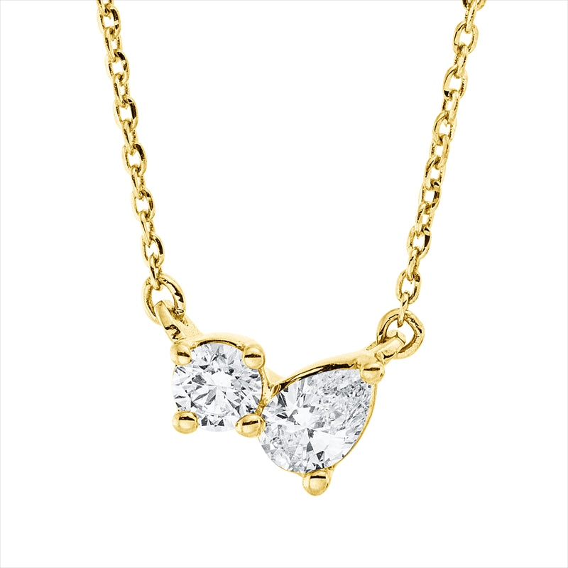 Collier 18 kt GG, mit ZÖ 40 cm + 43 cm, 1 Brill. 0,10 ct, TW-si, 1 Tropfen 0,17 ct, TW-si
