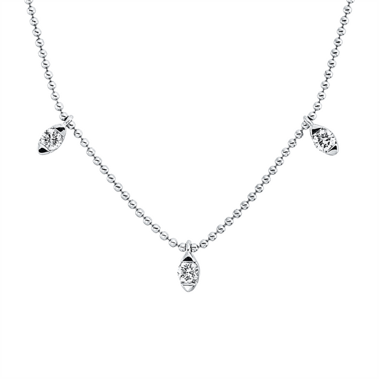 Collier 18 kt WG, mit ZÖ 38 cm + 41 cm, 5 Brill. 0,29 ct, TW-si