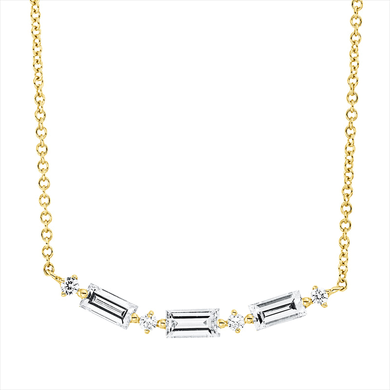 Collier 18 kt GG, 3 Bag. 0,45 ct, TW-si, 4 Brill. 0,05 ct, TW-si