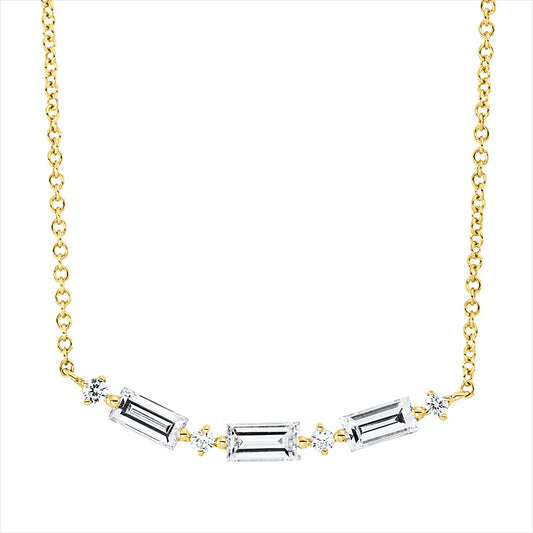 Collier 18 kt GG, 3 Bag. 0,45 ct, TW-si, 4 Brill. 0,05 ct, TW-si