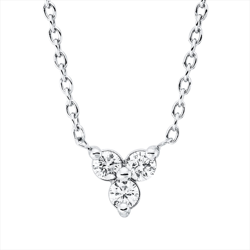 Collier 14 kt WG, mit ZÖ 40,6 cm, 3 Brill. 0,15 ct, F-vsi/si 1