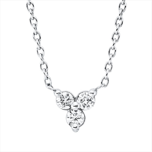 Collier 14 kt WG, mit ZÖ 40,6 cm, 3 Brill. 0,15 ct, F-vsi/si 1