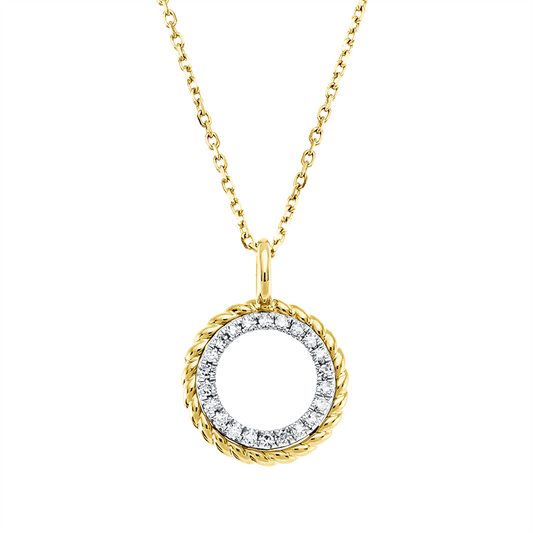 Collier 14 kt GG+WG, mit Öse, 22 Dia. 0,06 ct, TW-si
