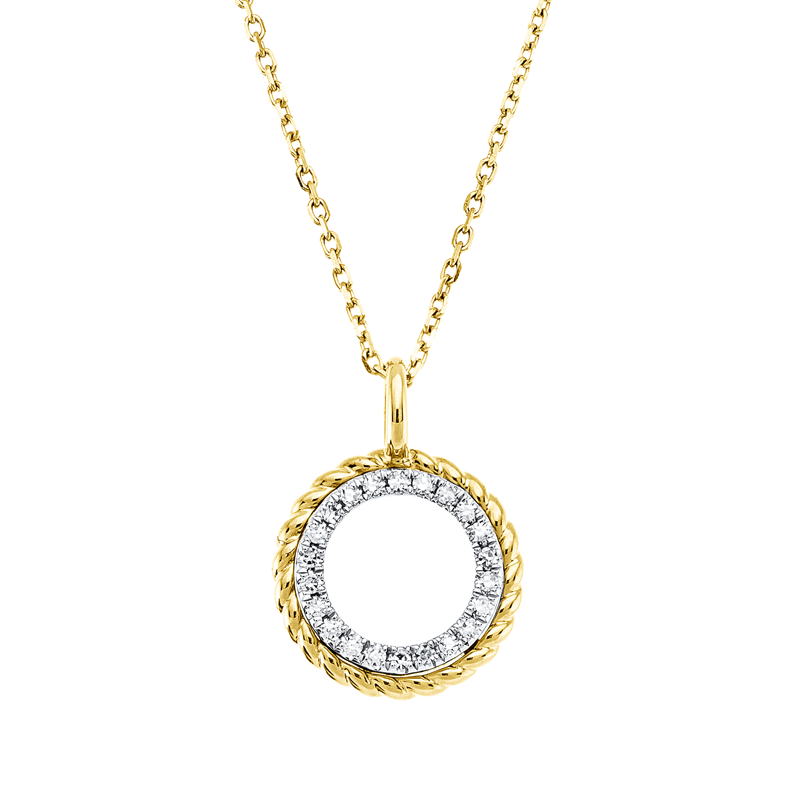 Collier 14 kt GG+WG, mit Öse, 22 Dia. 0,06 ct, TW-si