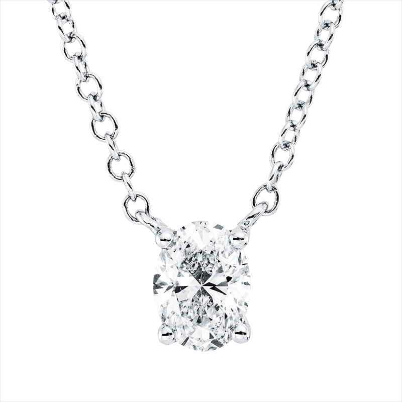 Collier 18 kt WG, 1 Oval 0,50 ct, F-vsi