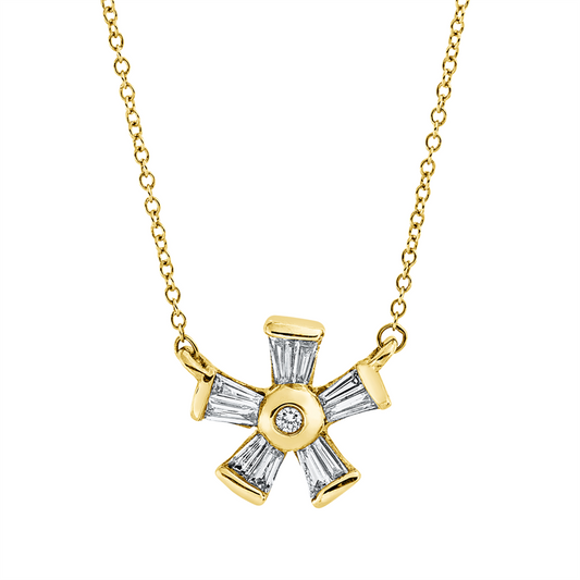 Collier 18 kt GG, mit ZÖ 40 cm, 10 Trap. 0,22 ct, TW-vsi, 1 Brill. 0,01 ct, TW-si