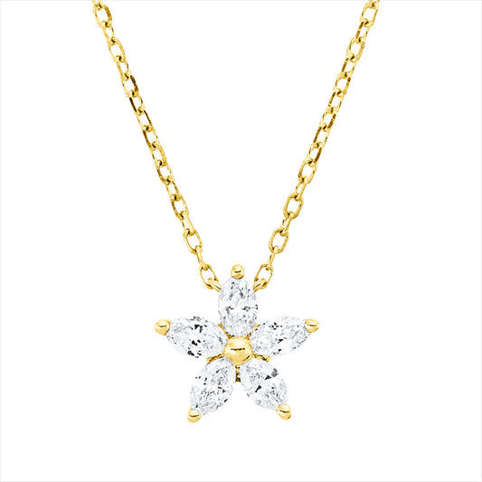 Collier 18 kt GG, mit ZÖ 40,6 cm, 5 Nav. 0,26 ct, TW-vsi