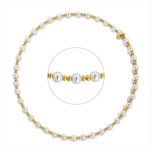 Collier 18 kt GG, choker, 50 ZP weiß 4,5 mm