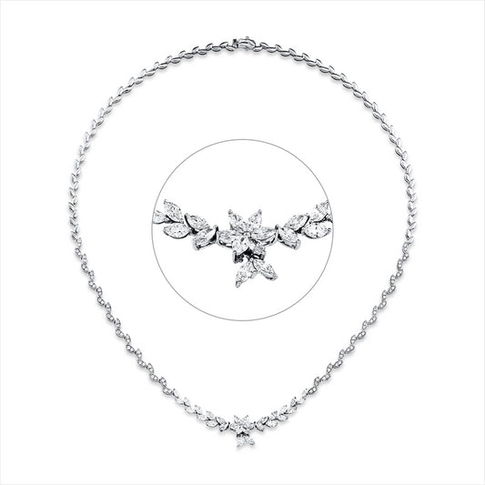 Collier 18 kt WG, 28 Nav. 2,01 ct, TW-vsi/si, 80 Brill. 0,64 ct, TW-vsi/si