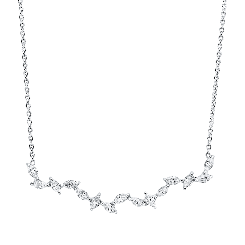 Collier 18 kt WG, 15 Nav. 0,69 ct, TW-si