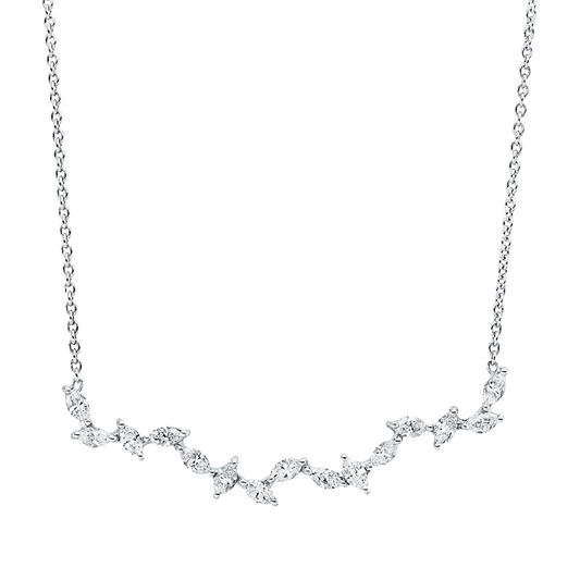 Collier 18 kt WG, 15 Nav. 0,69 ct, TW-si